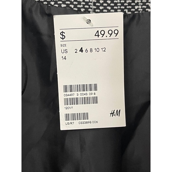 H&M Collarless Open Front Gray Jacket Women’s Size US 4 NEW WITH TAGS - Picture 4 of 9